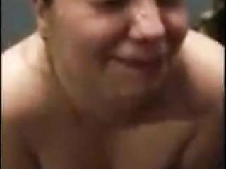 White sluts lets friends cum on her face!