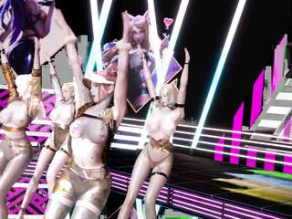 MMD BLACKPINK - forever Young Strip Vers. Ahri Akali Evelynn Kaisa 3D Erotic Dance