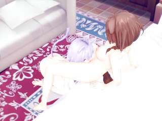 Hololive - Korone and Okayu Yuri 3D Hentai