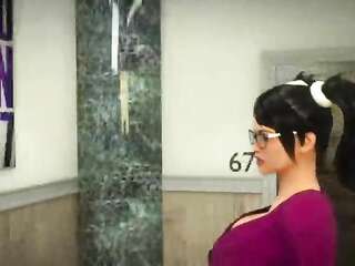 Futanari Sex in Changing Room - Shemale in Glasses fucks Horny Blonde, Tranny Porno Video Online with two Bitches