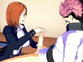 Nobara Kugisaki does 69 with Yuuji before riding his cock - Jujutsu Kaisen Hentai