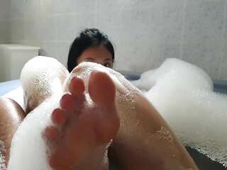 Nice Bangkok Student Practicing Japanese Av Idol Massage in Bath