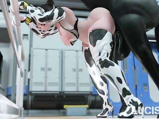 Rule 34 - 1animal 1girls 3d 5 fingers ahe gao animated bestiality big ass big balls big breasts black hair black skin blender blizzard entertainment breasts cock ring cow print cum in pussy cum inside equine equine penis fera