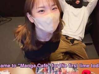 『漫喫デート盗撮』色白の美乳女子大生とマンガ喫茶で露出SEX！English subtitles♡RYO＆YUU♡