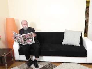 Grandpa Loves His Granddaughter's Big Tits And Hairy Pussy