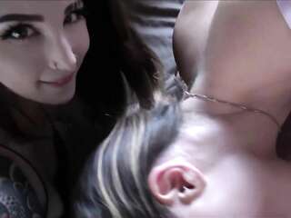 Two young students fuck in the first person with a nerd