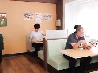 Wanting a young man's sperm and working at a family restaurant&comma; she has creampie sex with a part-time wife with a strong libido Chiyoko Kawabata 70 years old