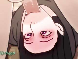 Brunette with big boobs sucks cock (cartoon ✕✕✕ 2D)