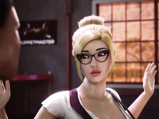 Big dick guy in crazy threesome with two big tit futanari 3d animation babes