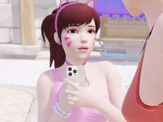 D.va & Mercy (blonde gets face fucked while her friend watches) [Overwatch]