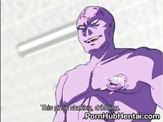Redhead beauty fucks with a monster in a hentai cartoon