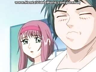 Hentai teen sucks a lot of cocks before wild sex