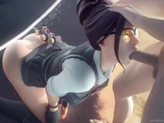 chick with glasses on her knees sucks dick