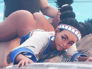 A guy fucks a beautiful mulatto Over 40 from the tribe in an unusual position