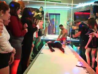 Drunk European girls in the club suck black cocks and have fun