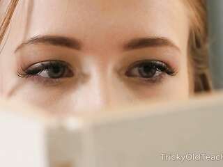 Handsome tutor helps whore with her assignments and pussy