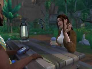 シムズ4 黒人男性がジャングルキャンプでララ・クロフトとセックス