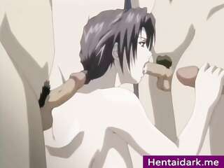 Horny milf gangbanged by group of virgins