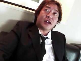 Asian Office Girl DP and Anal Threesome with Two Older Men