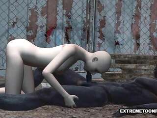 Shaved 3D Toon Babe Gets Fucked Hard by a Monster