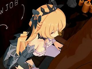 Fischl Blowjob Genshin Impact 3D MMD Cartoon Clip