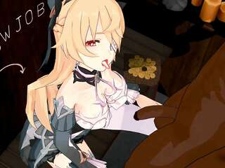 Fischl Blowjob Genshin Impact 3D MMD Cartoon Clip