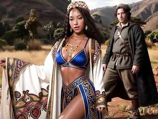 Busty African Seduces British Explorer for Wild Savanna Sex