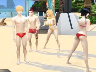 Bleach Parody: Rukia Fucked Hard by Renji on the Beach
